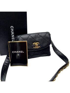Chanel Quilted Bicolor Waist Shoulder Bag Pouch